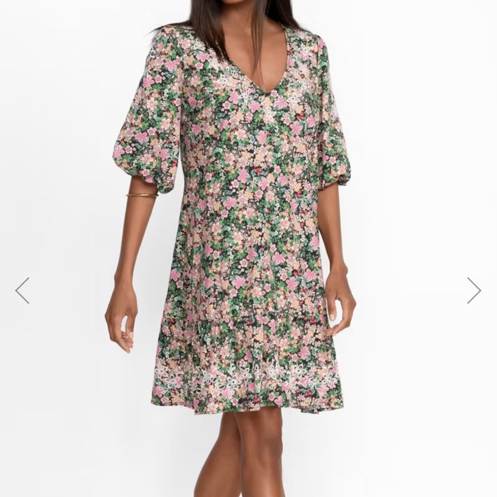 Johnny Was Rebekah Poplin Floral Mini Dress, Size Extra Large